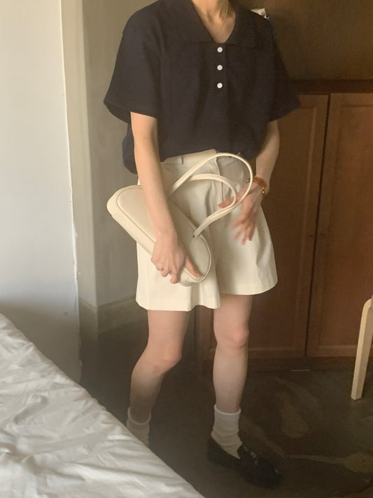 Dropped Neckline Pique Shirt