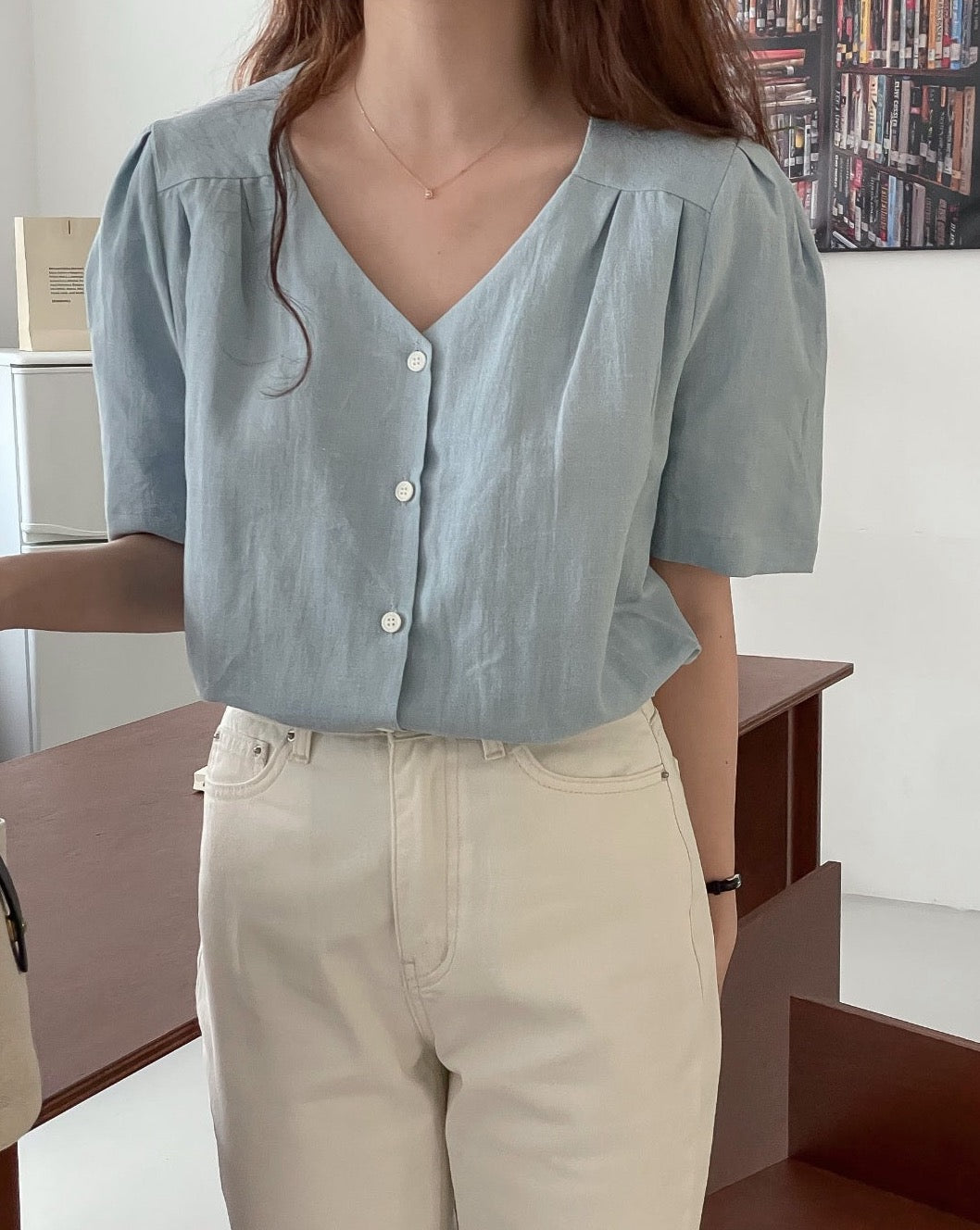 V-Neck Linen Blouse