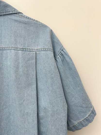 Abi + Ari Black Label Oversized Denim Polo Shirt