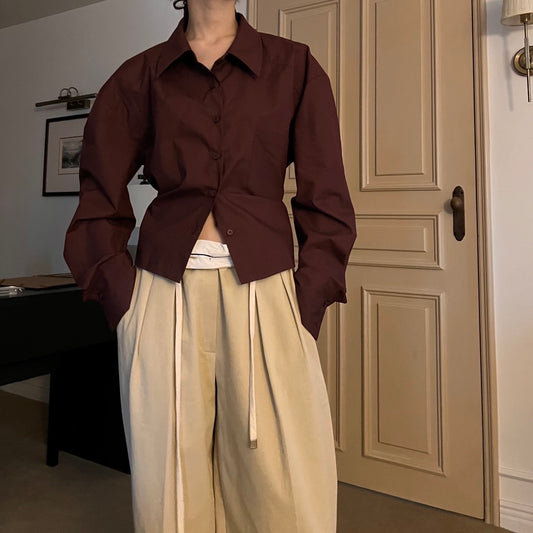 Wide Leg Cotton Twill Pants