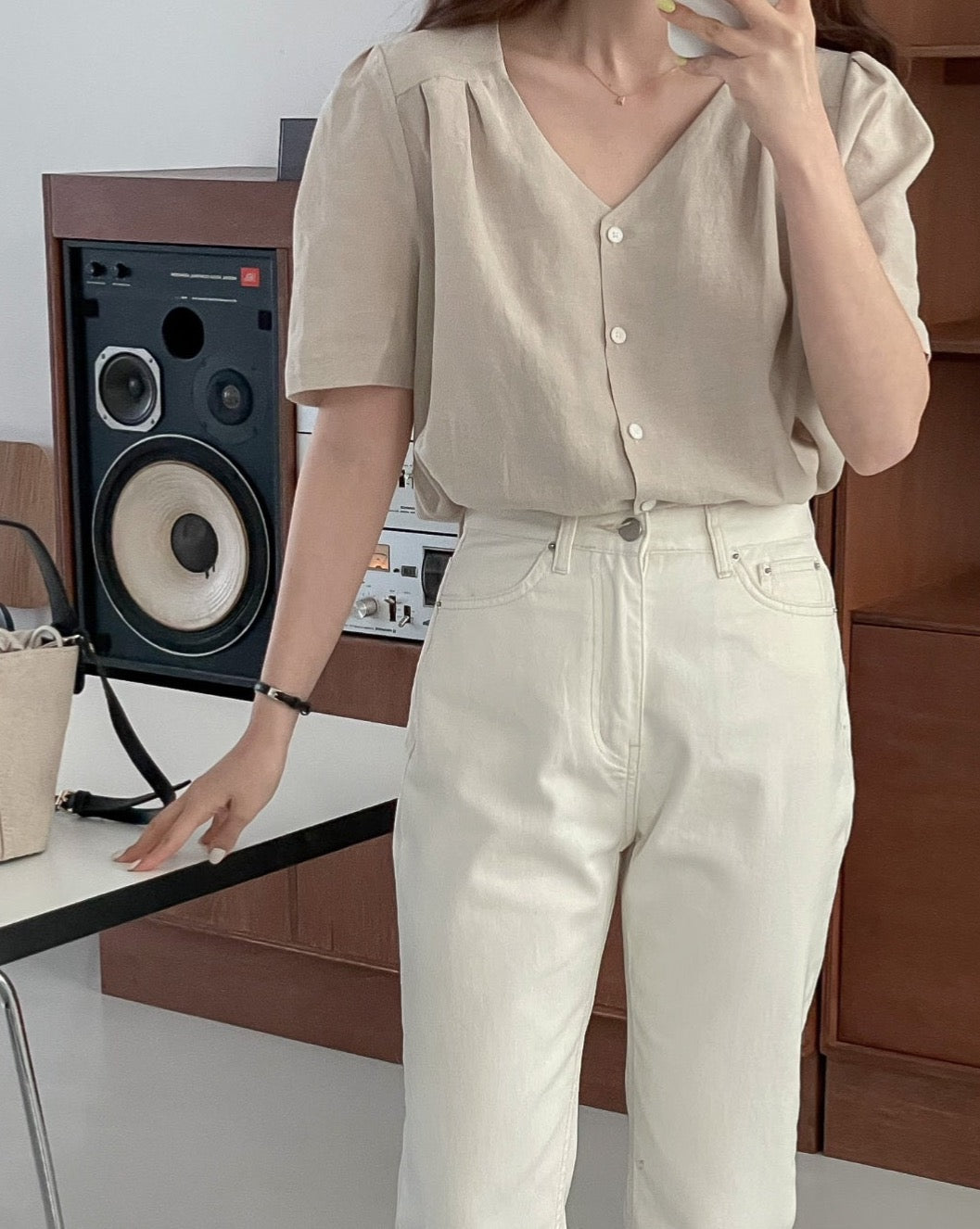 V-Neck Linen Blouse