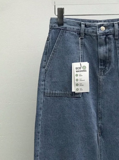 ✨Eco-Washed✨Midi Denim Skirt