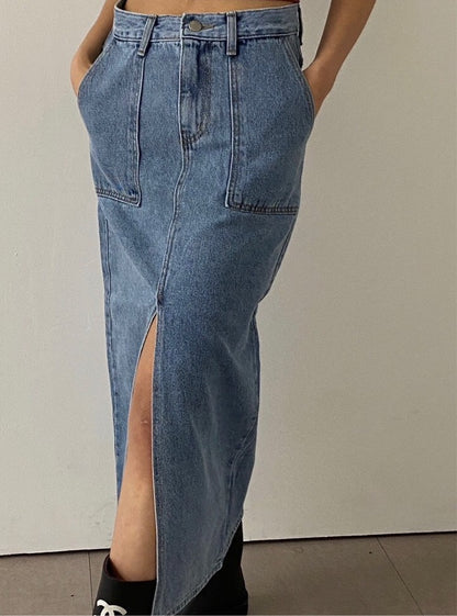 ✨Eco-Washed✨Midi Denim Skirt