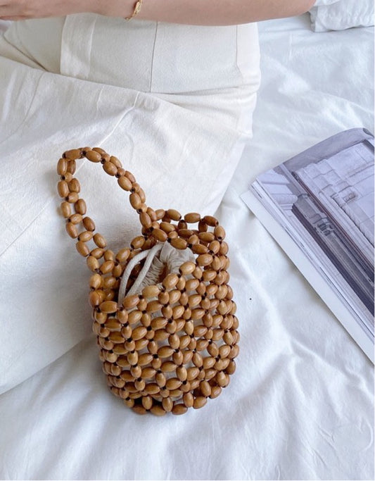 Wood Beads Mini Tote
