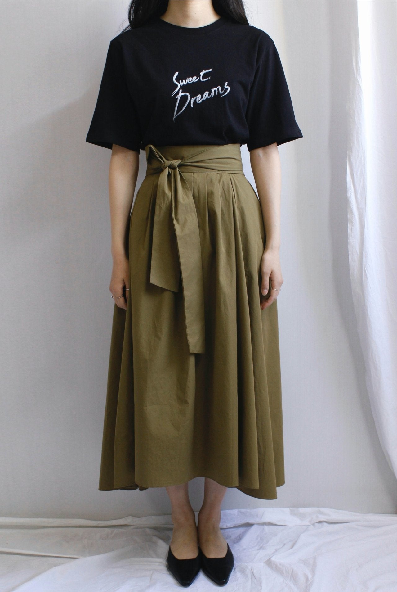 Hand Pleated Cotton Maxi Skirt
