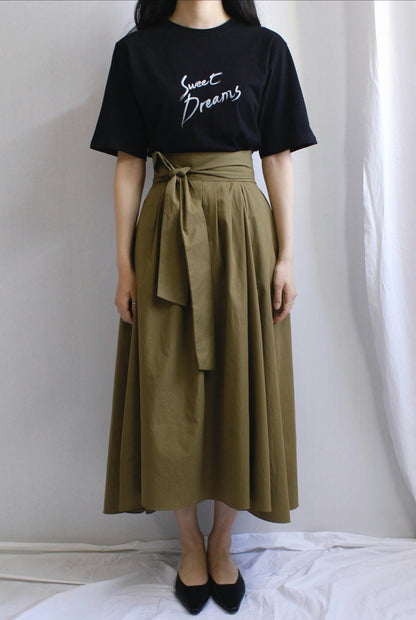 Hand Pleated Cotton Maxi Skirt