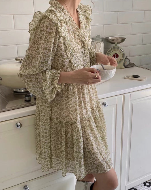 Ruffled Spring Floral Mini Dress