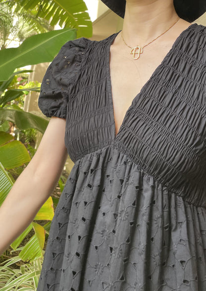 Lei Smocked Eyelet Maxi dress