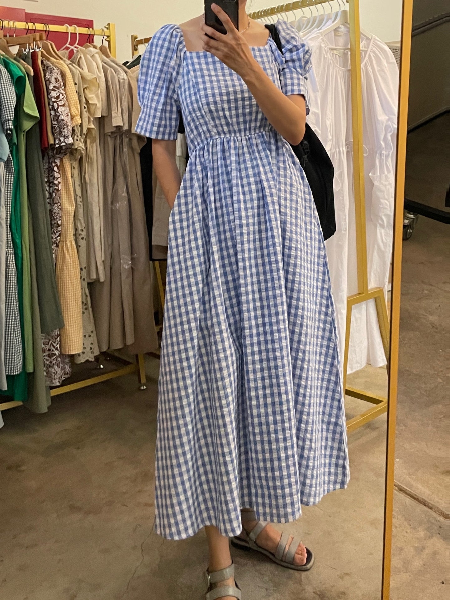 Seersucker Gingham Check Dress