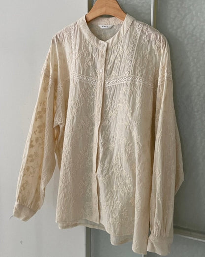 Pieced Embroidery Peasant Shirt