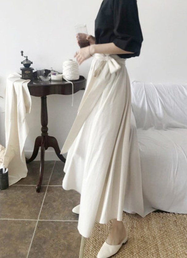 Hand Pleated Cotton Maxi Skirt