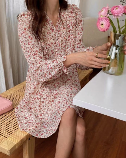 Ruffled Spring Floral Mini Dress