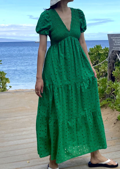 Lei Smocked Eyelet Maxi dress