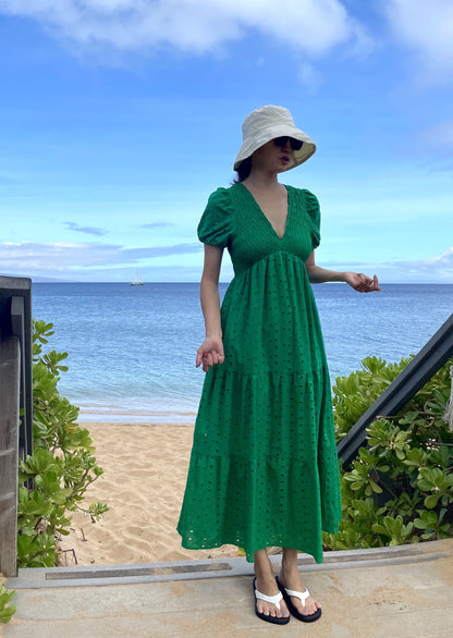 Lei Smocked Eyelet Maxi dress