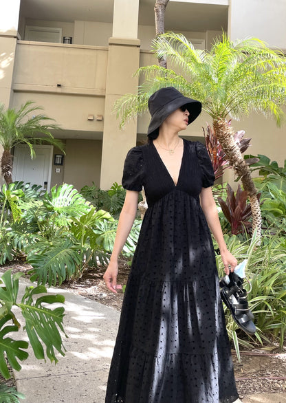 Lei Smocked Eyelet Maxi dress