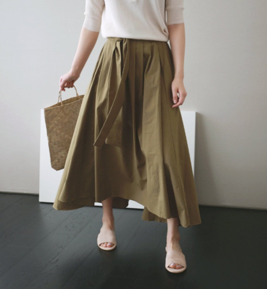 Hand Pleated Cotton Maxi Skirt