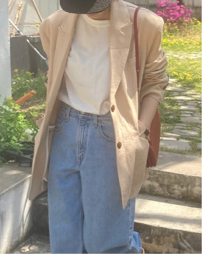 Linen Shell Blazer - 1 left in Navy