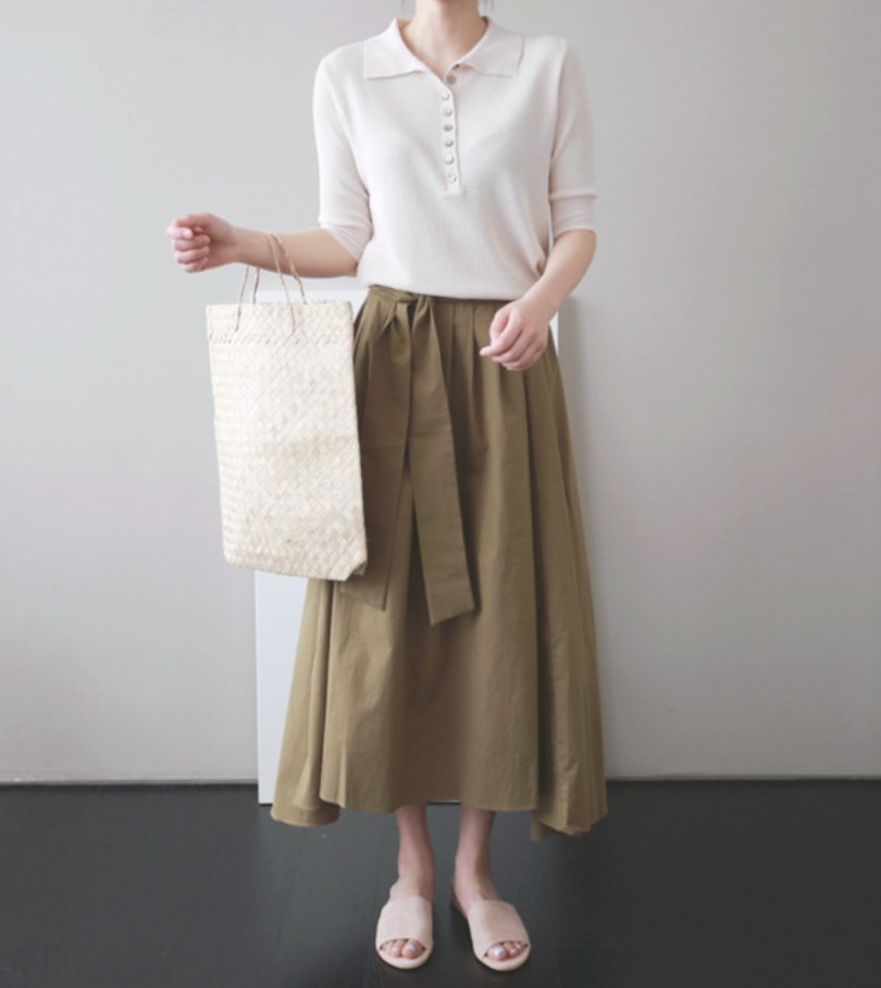Hand Pleated Cotton Maxi Skirt
